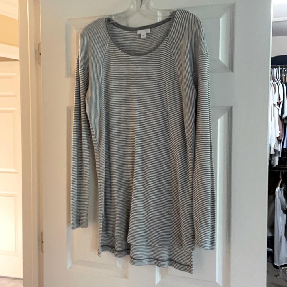 J Jill  gray and white striped tunic size small